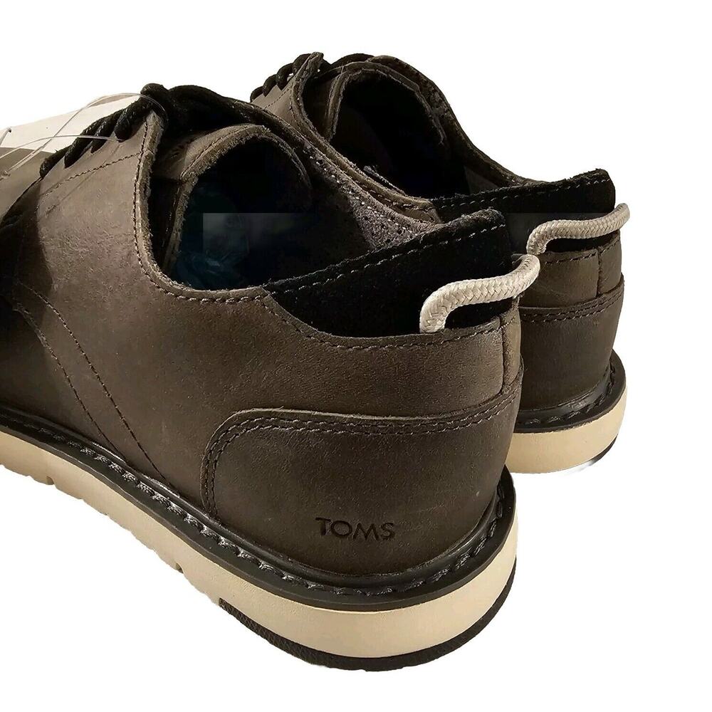 TOMS Men's Navi Water Resistant Smoke Grey Leather Oxford Dress Shoe sz 7 - Picture 5 of 13